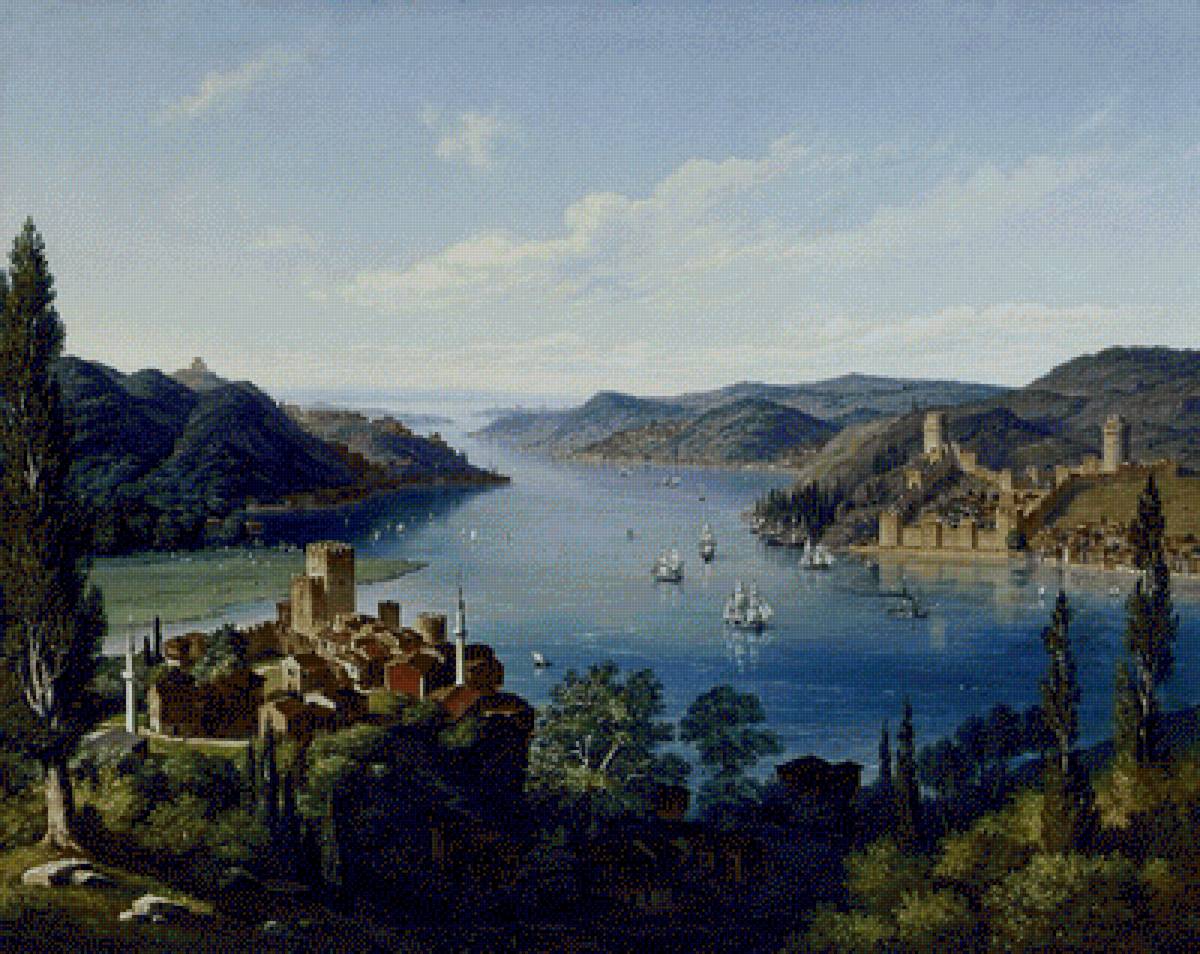 Istanbul Bosphorus - bosphorus, painting, istanbul - предпросмотр