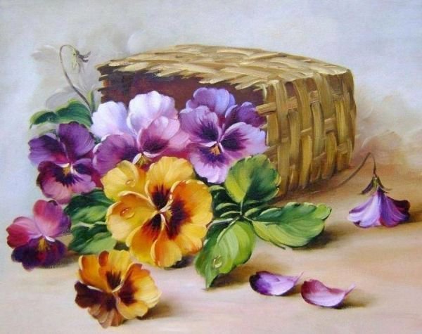 Корзина с цветами - натюрморт, цветы, корзина - оригинал