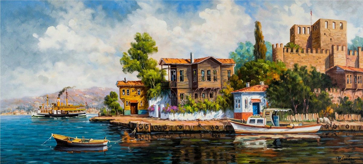 Istanbul Bosphorus - painting, bosphorus, istanbul - оригинал