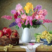 Схема вышивки «Mesa,decorada.com flores e frutas.»
