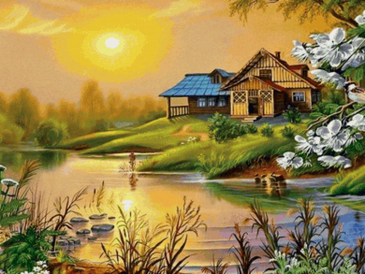 Casa do lago. - paisagens, casa, lago - предпросмотр