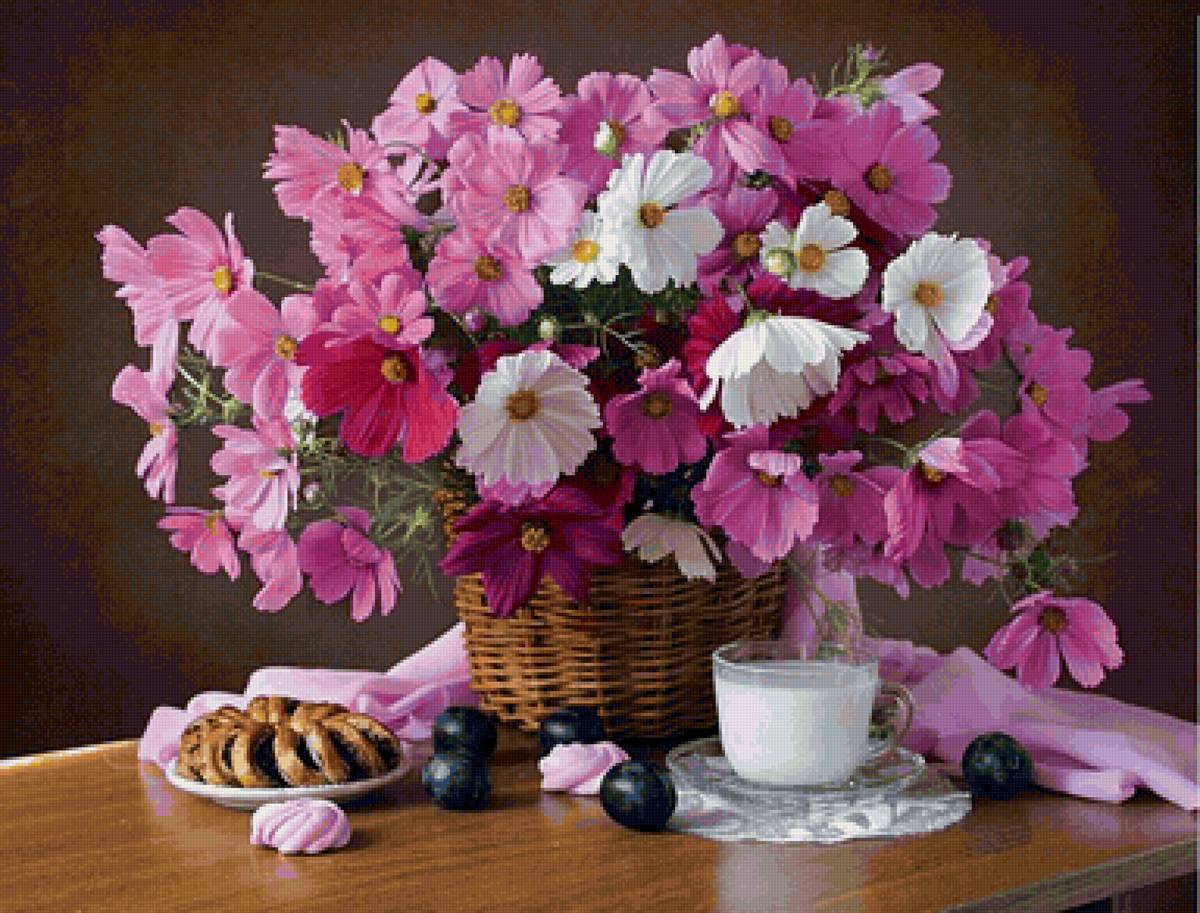 Cesta com flores. - mesa, flores.cesta - предпросмотр