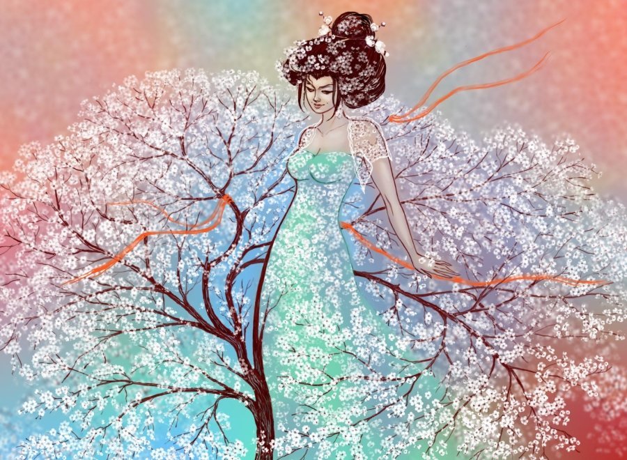 май - весна, девушка, май, цветение - оригинал