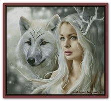 в гармонии - девушка, фентези, волк - оригинал