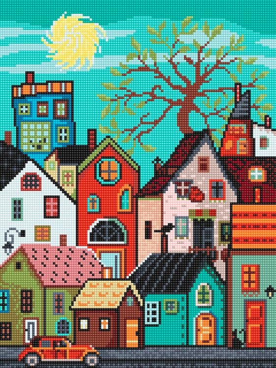 Яркие домики - дома, крыши, город - оригинал