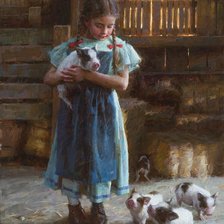 Girl with pigs