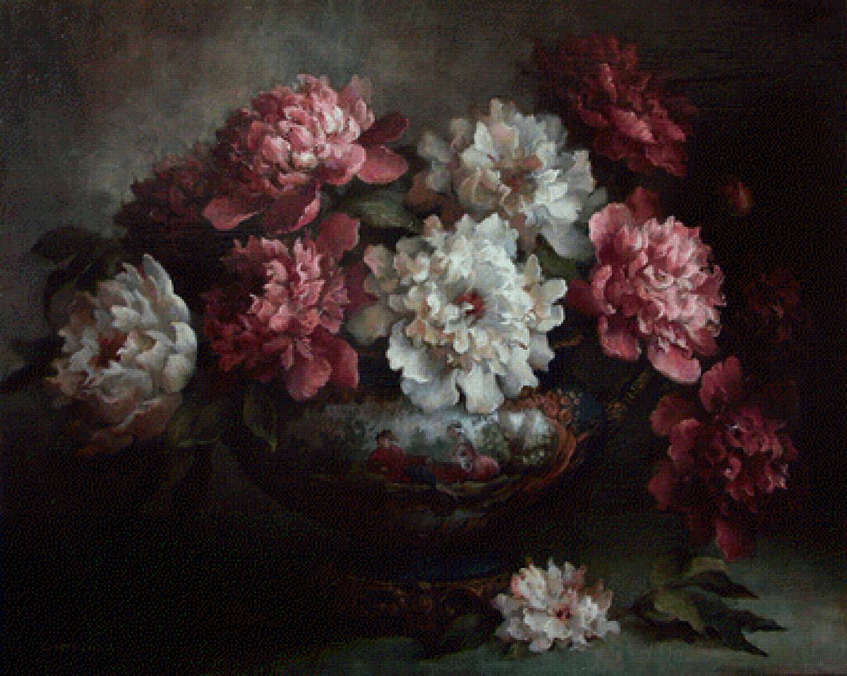 пионы - цветы, картина - предпросмотр