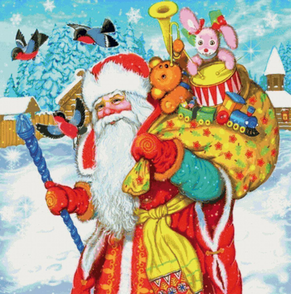 Дед мороз с подарками - подарки, новый год, дед мороз, зима - предпросмотр