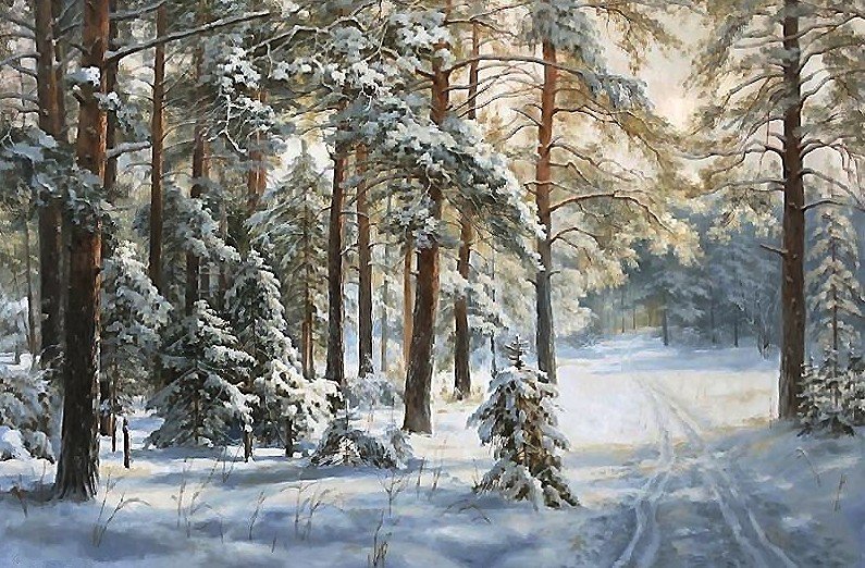 пейзаж - снег, лес, зима - оригинал