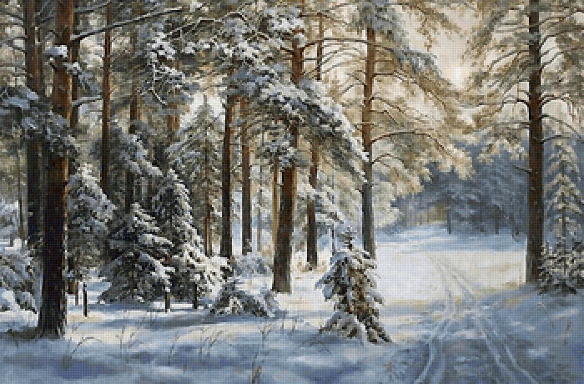 пейзаж - зима, лес, снег - предпросмотр