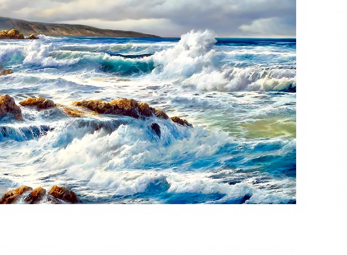 шторм - море, вода, стихия, волны., пейзаж, горы - оригинал
