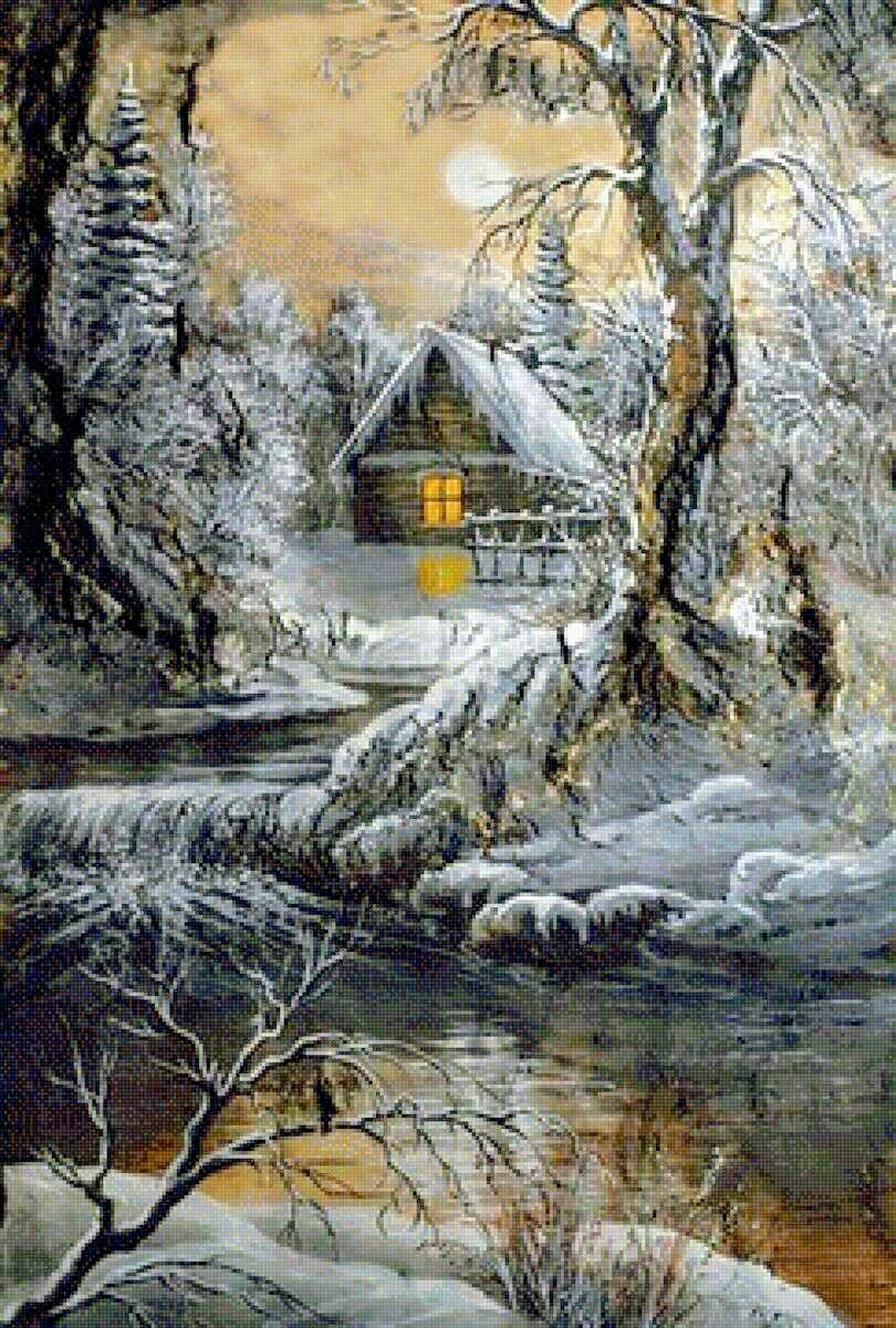 Лунная ночь - живопись - оригинал