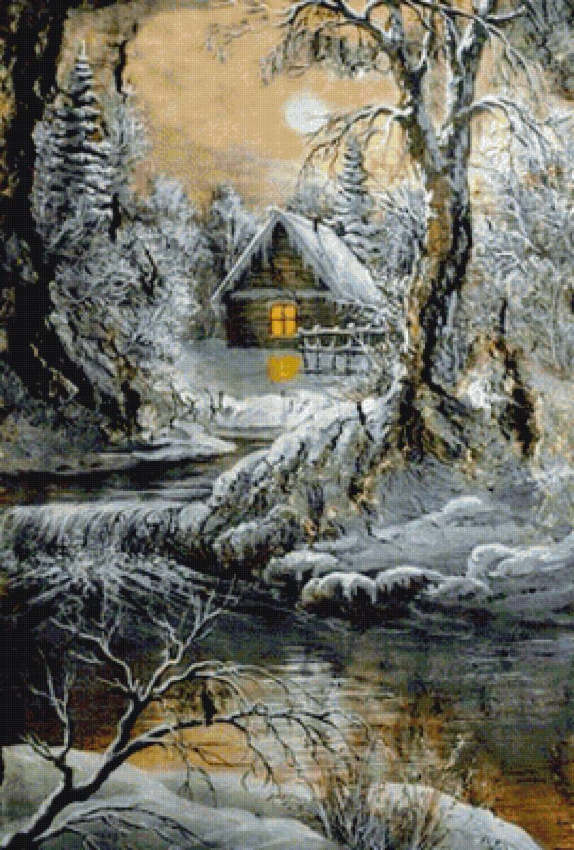 Лунная ночь - живопись - предпросмотр