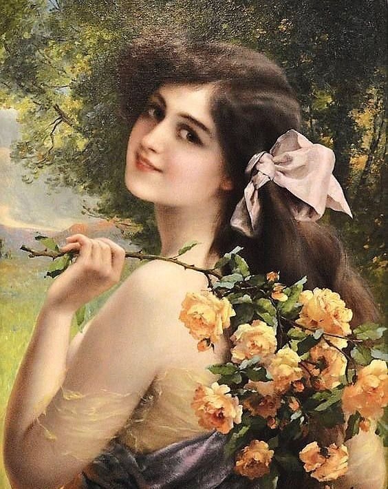 Sorriso de menina. - rosas., menina - оригинал