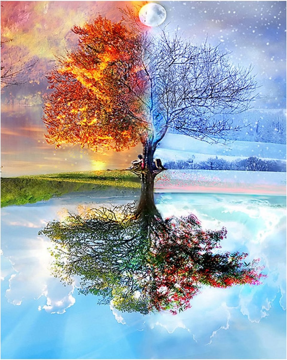 4 сезона - сезоны, лето, времена года, зима, осень, дерево, весна - оригинал