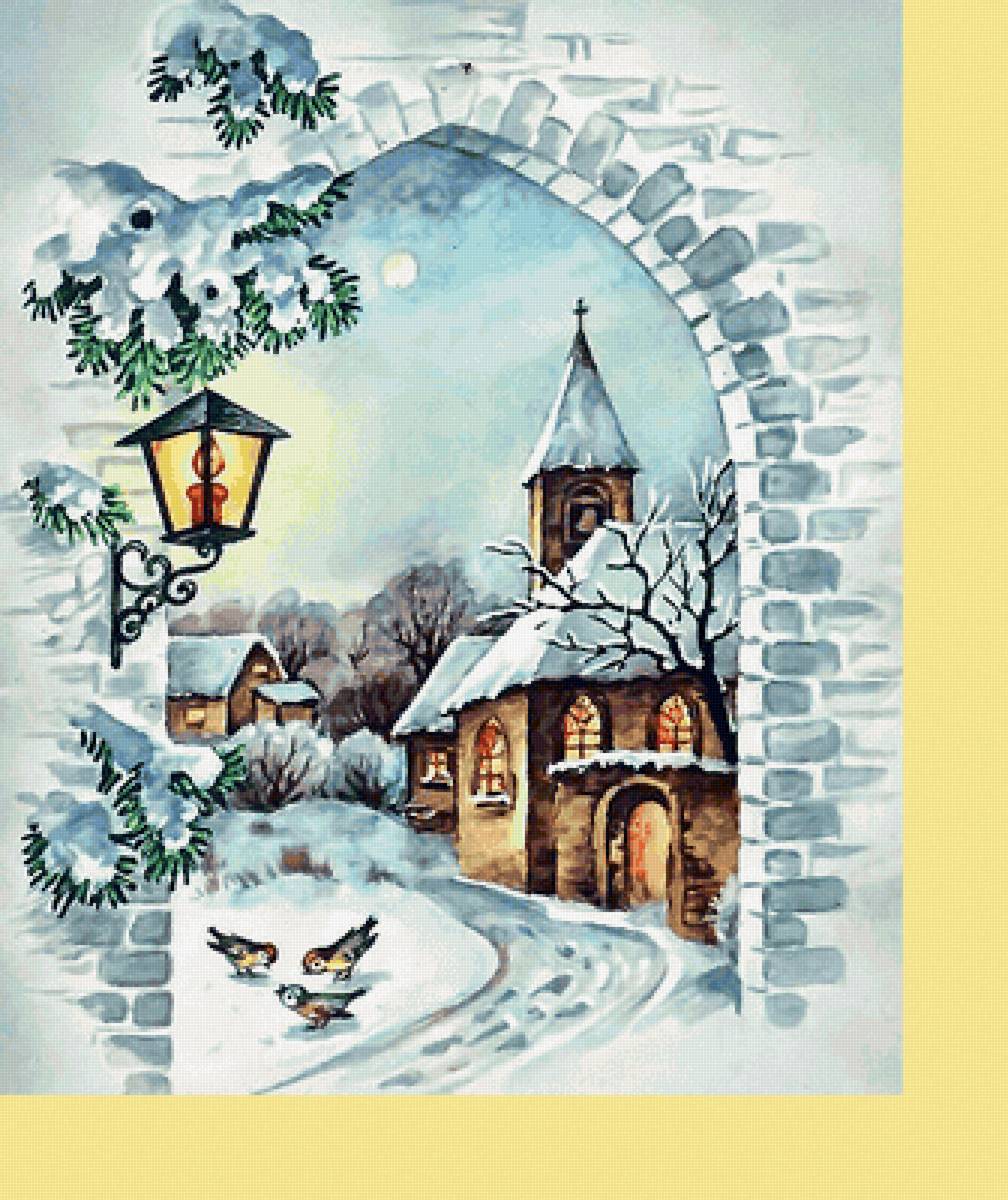Серия "Пейзаж". Зима - дома, фонарь, пейзаж, природа - предпросмотр