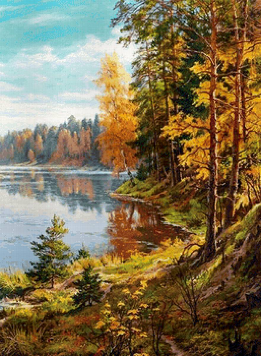 Пейзаж - лес, осень, пейзаж, река - предпросмотр