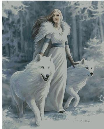 в гармонии с природой - волк, девушка, фентези - оригинал