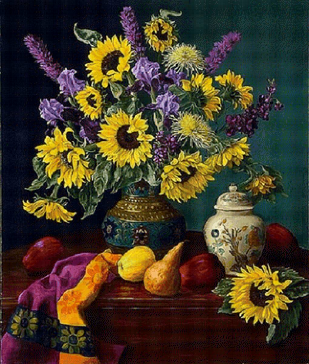 Arranjo,de mesa. - flores.vaso.frutas; - предпросмотр