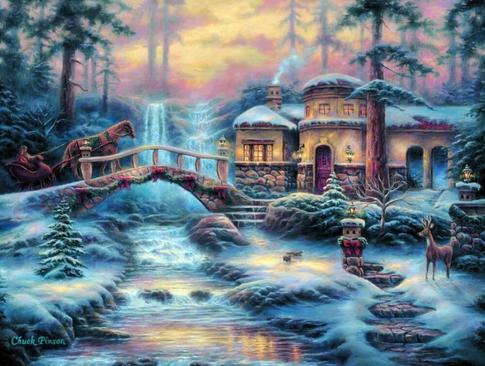 Casa de inverno, - inverno.casa animais, sitio. - оригинал