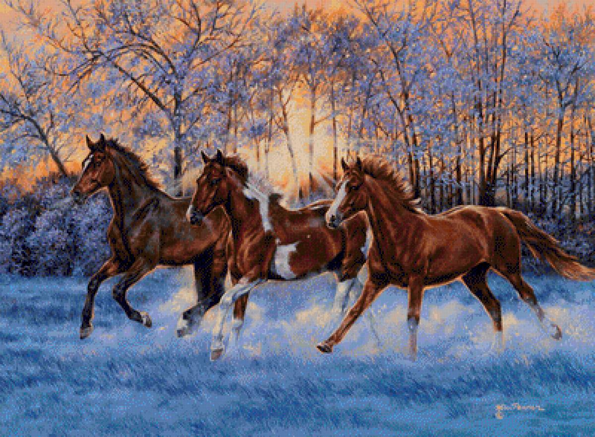 свобода духа - животные лошади зима - предпросмотр