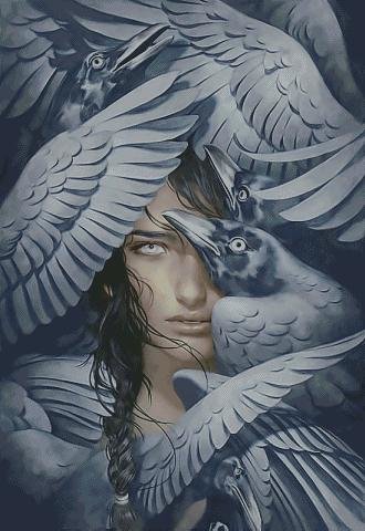 взгляд - девушка фентези птицы - оригинал