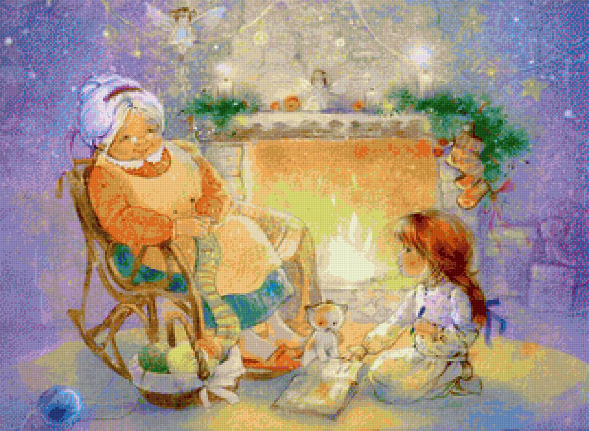 Рождество - внучка, фея, бабушка, огонь, девочка, рождество - предпросмотр