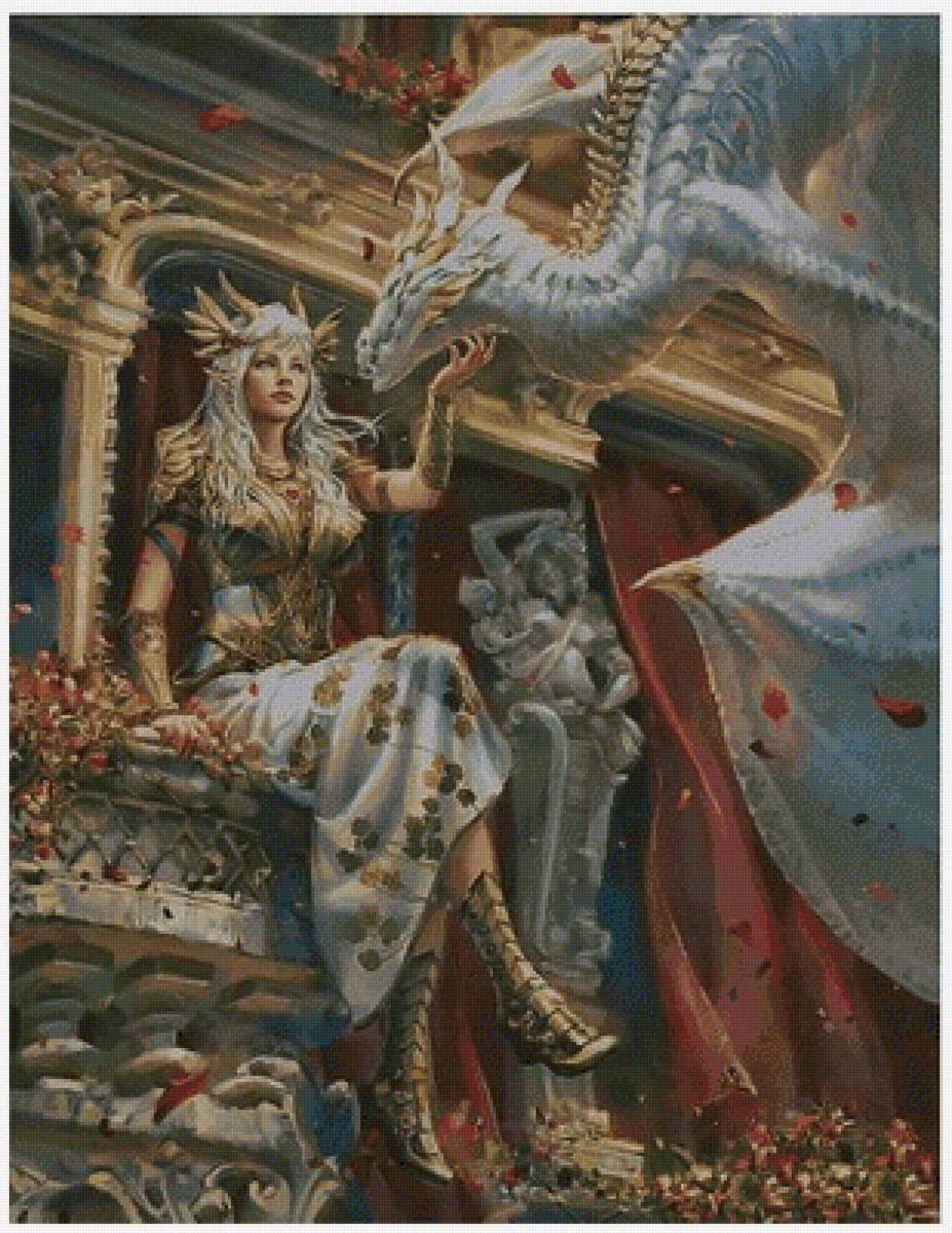 девушка с драконом - девушка дракон фентези - предпросмотр