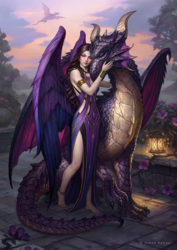 девушка с драконом - девушка дракон фентези - оригинал