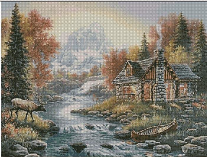 горная хижина - природа горы хижина ручей - оригинал