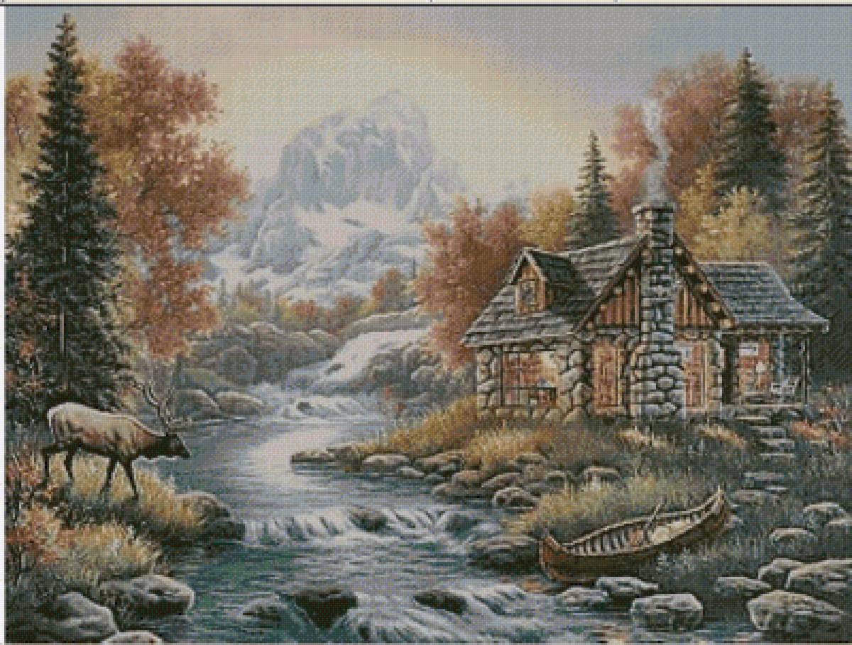 горная хижина - природа горы хижина ручей - предпросмотр