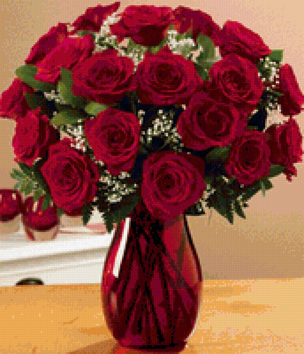 Розы в вазе - розы, красные - предпросмотр