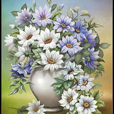 Оригинал схемы вышивки «Маргаритки в вазе» (№2211575)