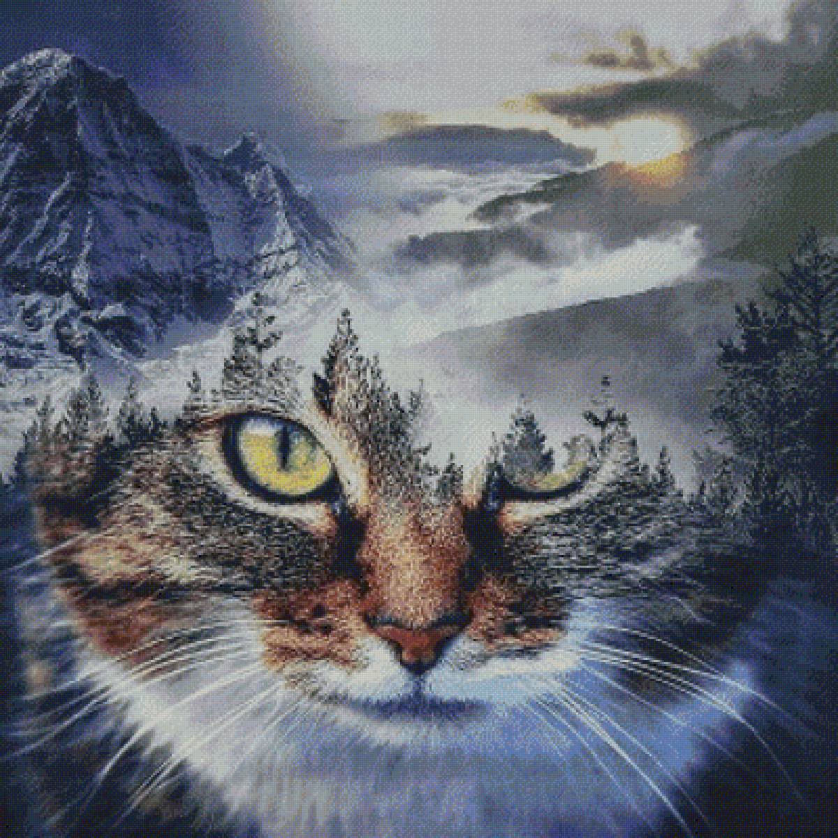 Взгляд в будущее - кот, горы, животные, природа - предпросмотр