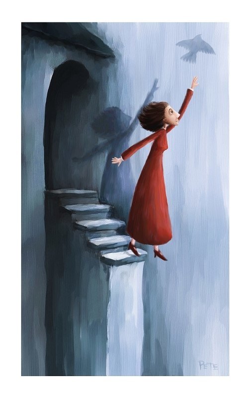 Мечта - птица, полет, девочка - оригинал