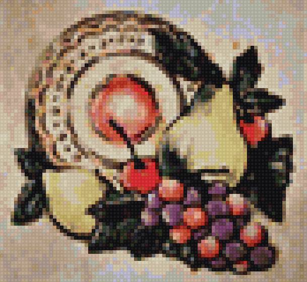 дуэт на кухню: тарелка с фруктами(15на14см) - фрукты, дуэт, кухня, тарелка - предпросмотр