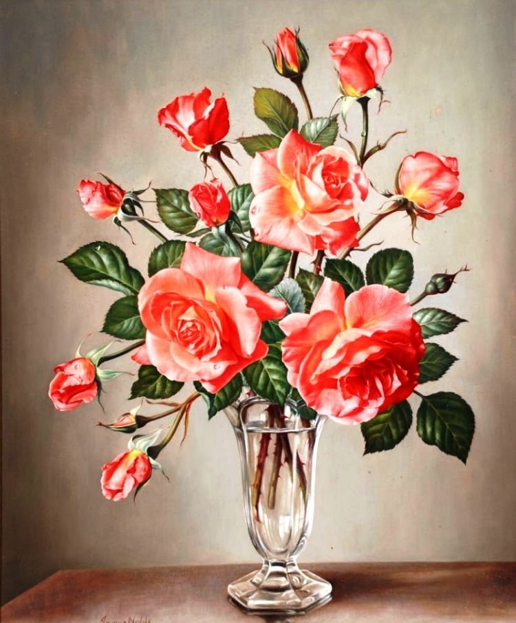 Альберт Вильямс - ваза, розы, цветы, букет - оригинал