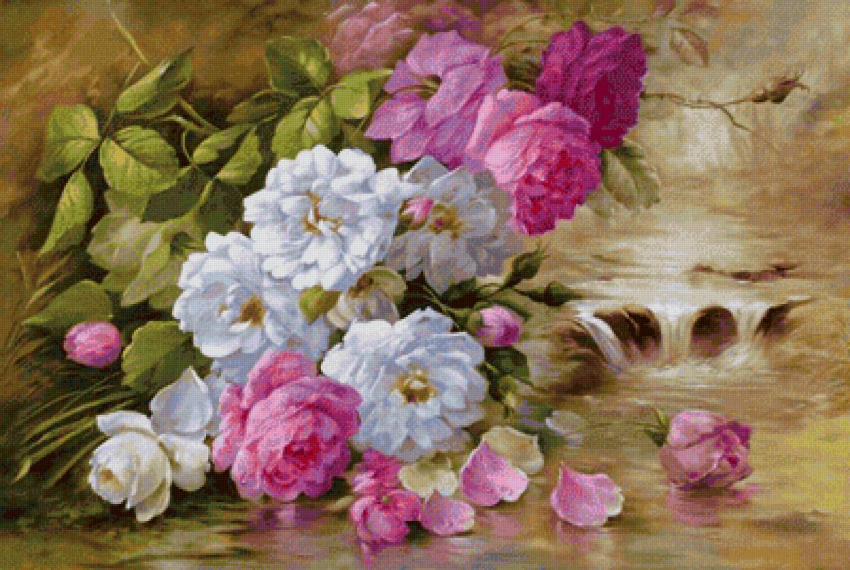 Розы в водопаде - водопад, розы - предпросмотр