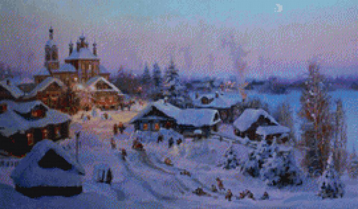Перед Рождеством (Владимир Жданов) - рождество, зима, деревня - предпросмотр