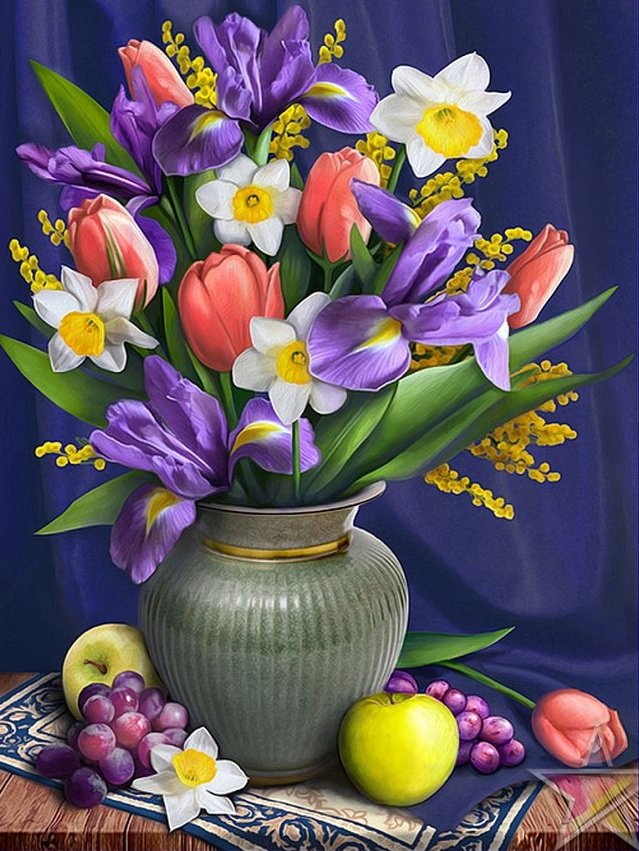 Arranjo,de mesa. - flores.frutas - оригинал