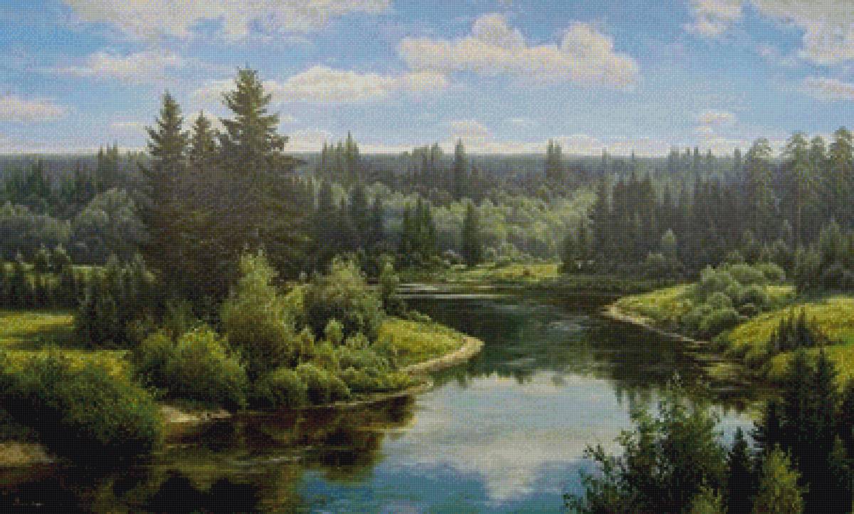 У реки - живопись - предпросмотр