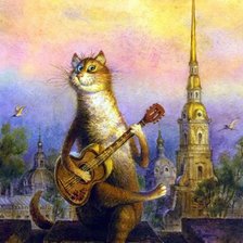 Кот с гитарой