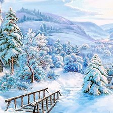 Схема вышивки «Зимняя деревня»