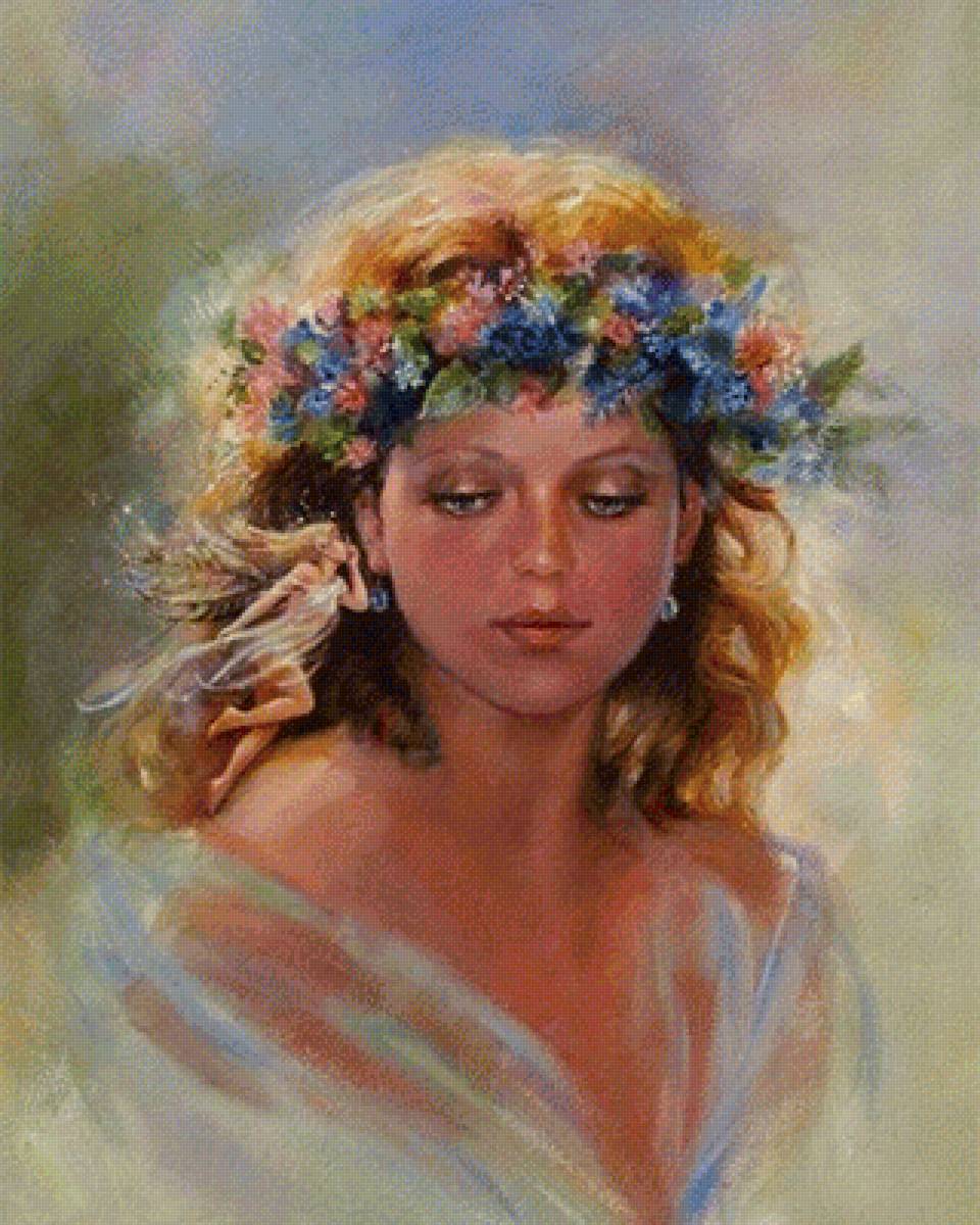 Девушка и фея - иллюстрация, картина - предпросмотр