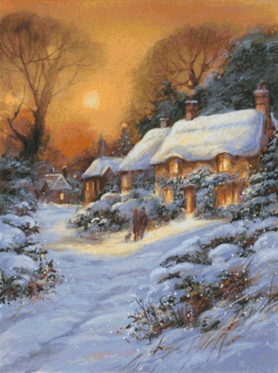 Зима - снег, пейзаж, домик, пара, прогулка, природа, зимнее солнц, зима - предпросмотр