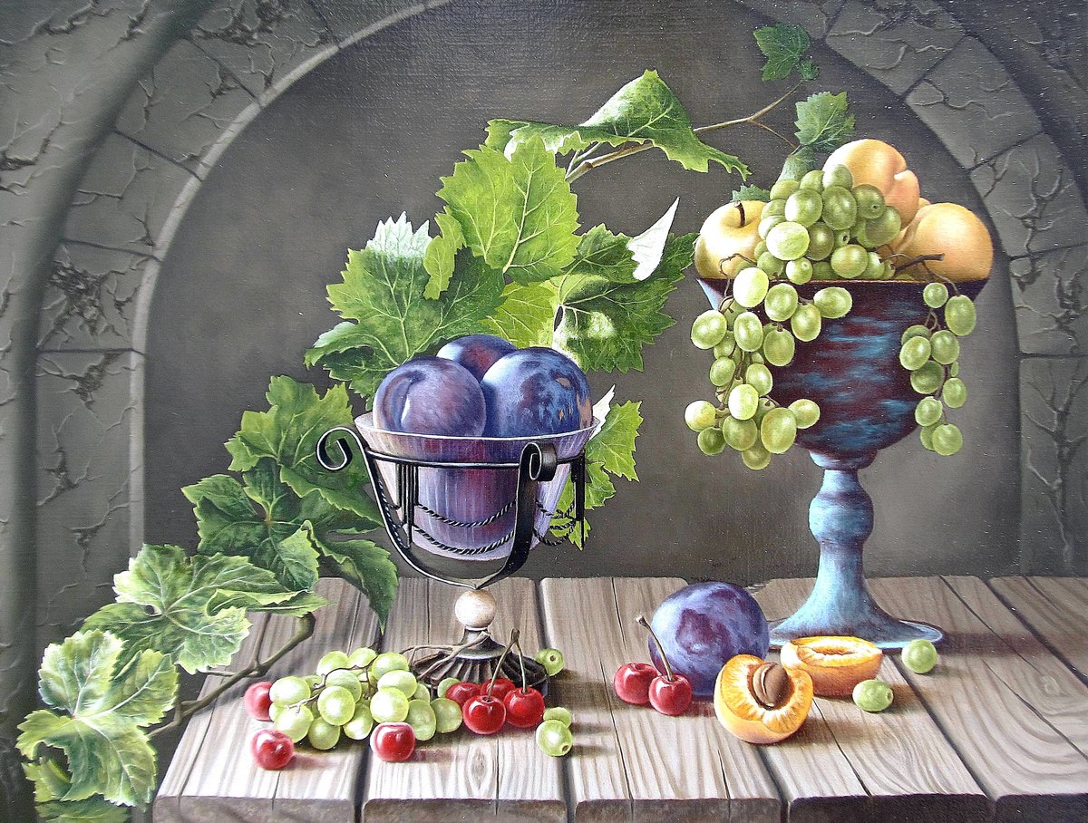 Натюрморт - фрукты, виноград, натюрморт - оригинал