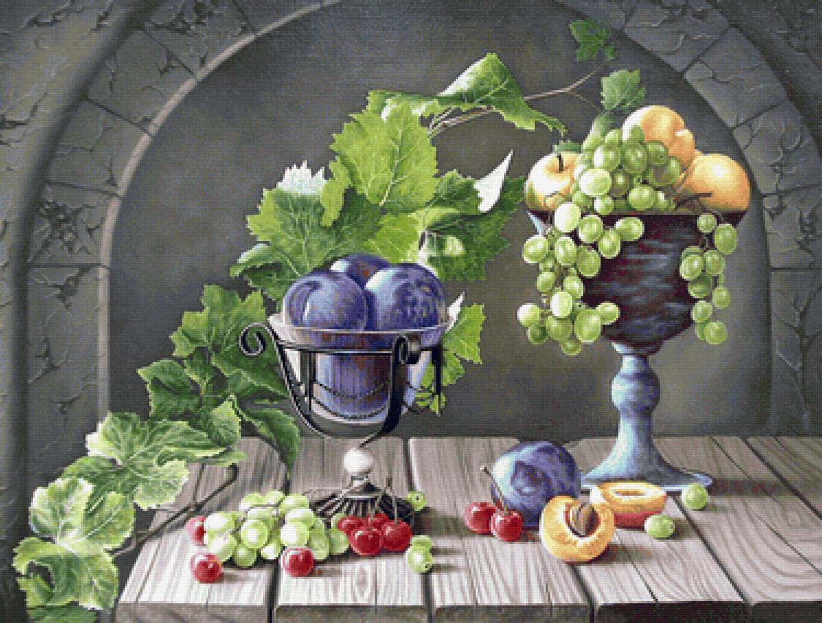 Натюрморт - натюрморт, фрукты, виноград - предпросмотр