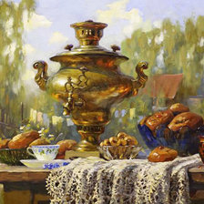 Схема вышивки «ЕВГЕНИЯ МАЛИНОВСКАЯ-РИТТЕР. НАТЮРМОРТ С САМОВАРОМ»