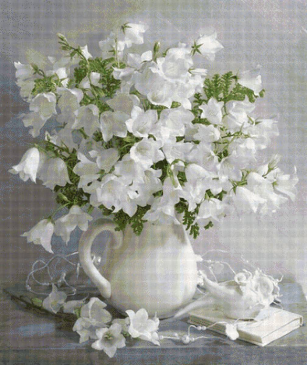Белые цветы - белое, букет, натюрморт, цветы, кувшин - предпросмотр
