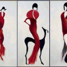 Схема вышивки «Triptico en rojo y negro»